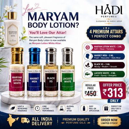 Maryam Light Fragrance Attar Combo – 4 Premium Roll-On Attars (3 ML Each)