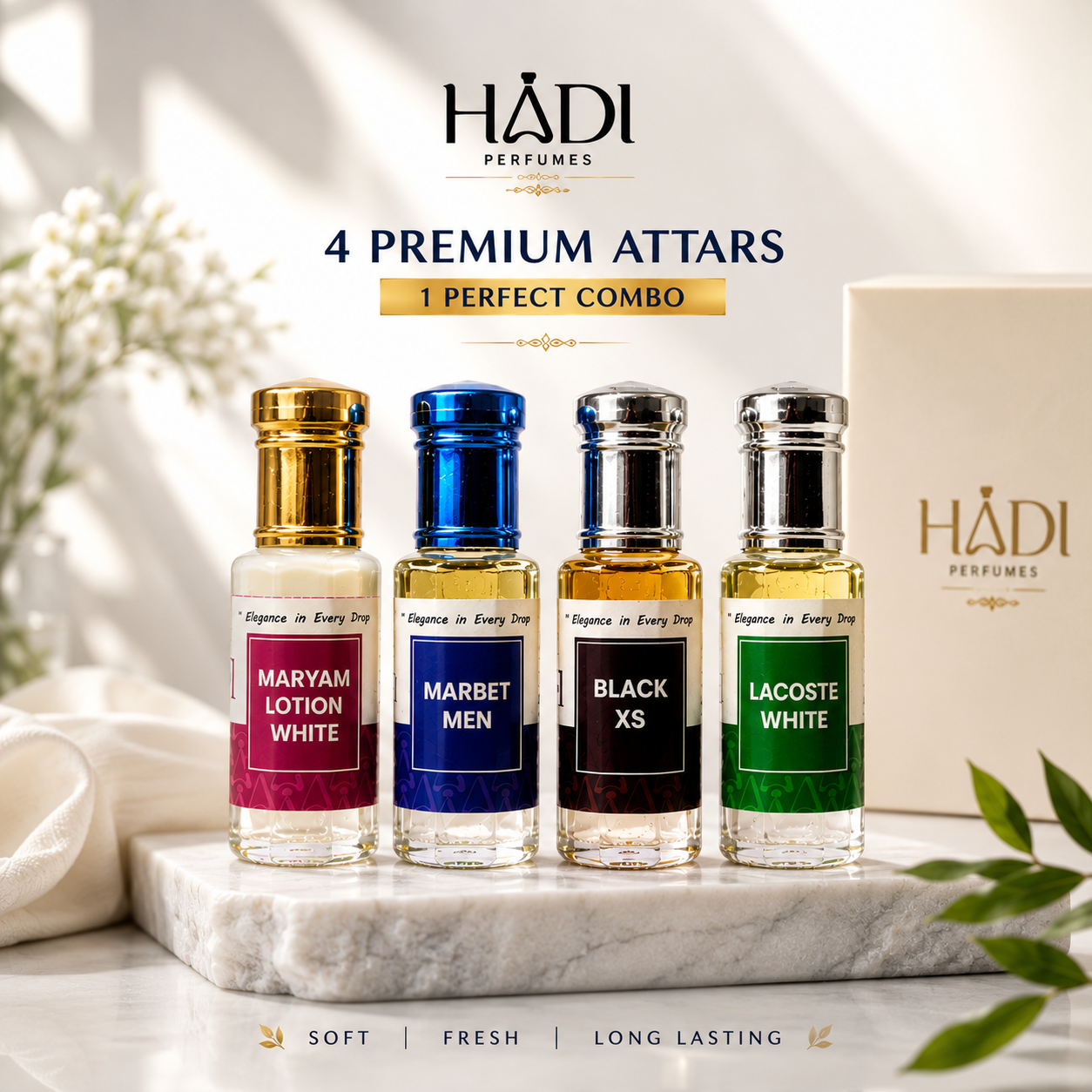 Maryam Light Fragrance Attar Combo – 4 Premium Roll-On Attars (3 ML Each)