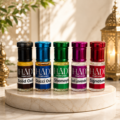 HADI Perfumes Best Selling Attar Combo – 5 x 3 ML Roll-On Attars