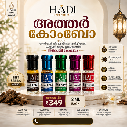 HADI Perfumes Best Selling Attar Combo – 5 x 3 ML Roll-On Attars